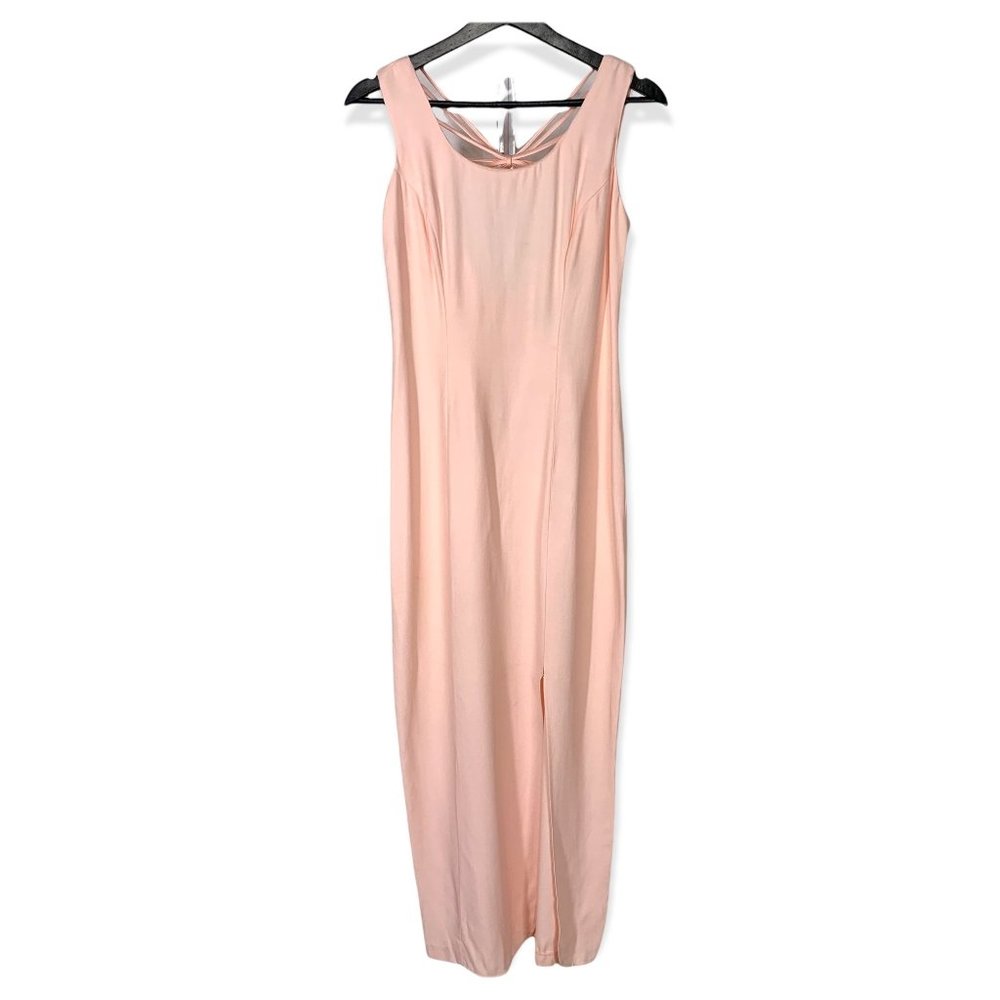 Vintage 90s Pink Strappy Back Sleeveless Full Length Dress Size 8